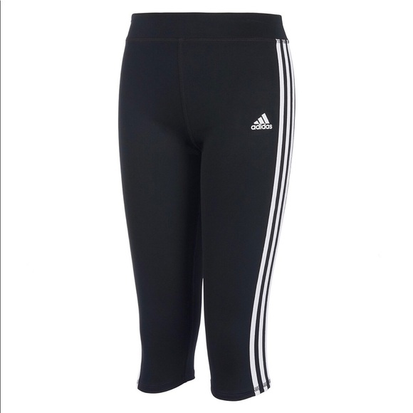 adidas Pants - Adidas Black and White Three Stripe Logo Leggings